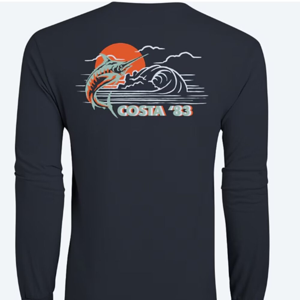 Costa Bluewater Long Sleeve t-Shirt Surf Fishing Navy  NEW